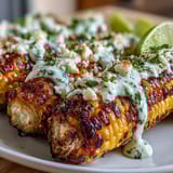Smoky grilled corn slathered in tangy, garlicky sauce, topped with crumbly cheese and fresh cilantro for authentic elote flavor.
