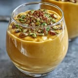 Creamy Mango Lassi Smoothie with cardamom, a vibrant, tropical delight.