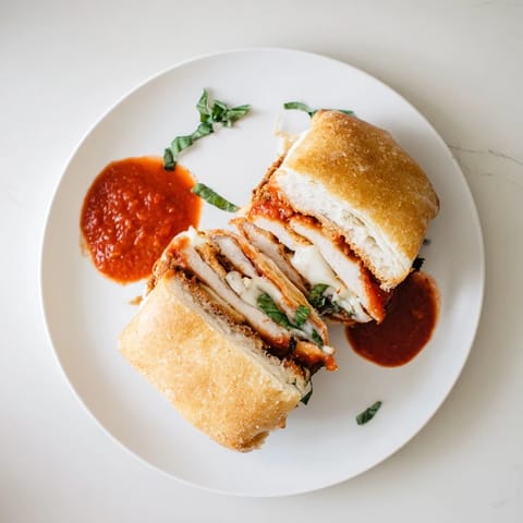 A handheld Italian-American meal showing a golden-brown tortilla, gooey cheese pull, and fresh basil on a rustic plate for the Crispy Chicken Parm Wrap.  