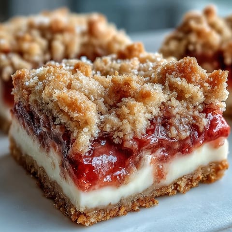 Golden Rhubarb and Custard Crumble Bars stacked on a white plate, ready for a sweet afternoon tea treat.