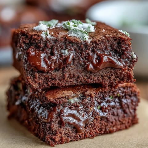 Festive St. Patrick's Day mint chocolate chip brownie bites with rich chocolate and cool mint flavor.
