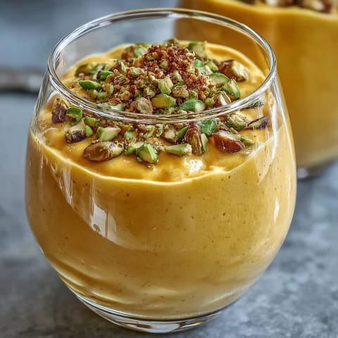 Creamy Mango Lassi Smoothie with cardamom, a vibrant, tropical delight.