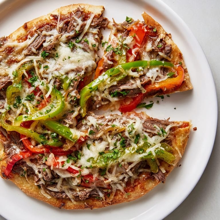 Imagine the amazing taste of Philly cheesesteak pizza: crispy crust, tender steak, and a cheesy delight.