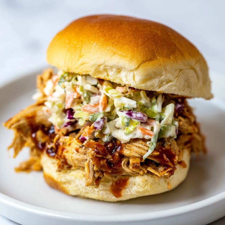 Freshly assembled BBQ Chicken Sliders stacked high, perfect for casual dinners and party platters.