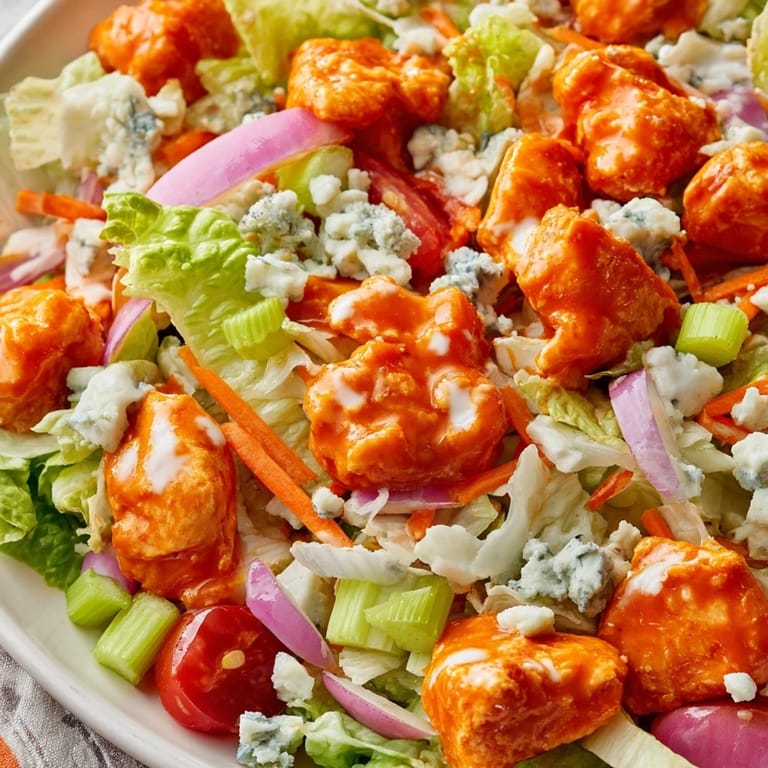 Zesty Buffalo Chicken Chopped Salad featuring juicy chicken, crunchy veggies, and bold, buffalo flavor.