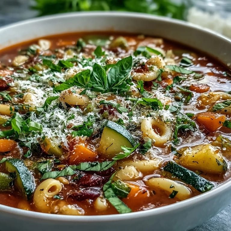 Comforting Minestrone Vegetable Soup, a vibrant and satisfying Italian classic.