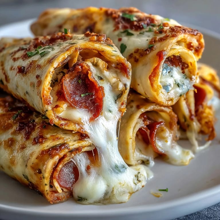 Sliced Tortilla Pizza Rolls are plated with a side of marinara for dipping, perfect for game day.