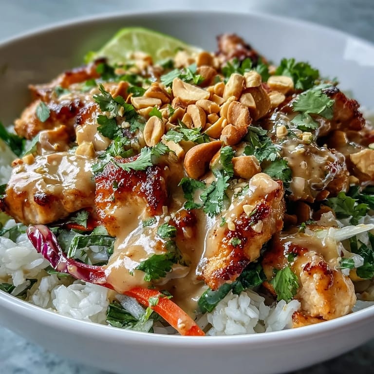 Perfectly portioned Thai-inspired meal prep bowls featuring shredded carrots, purple cabbage, and chopped peanuts.