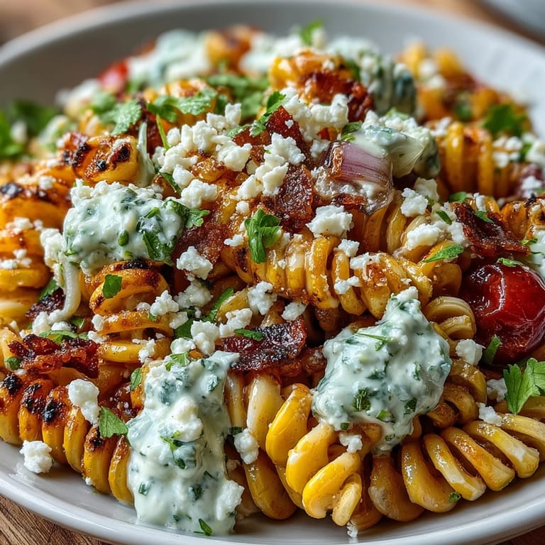 Creamy Mexican Street Corn Elote Pasta Salad with smoky spices, fresh cilantro, and juicy cherry tomatoes, perfect for summer gatherings.