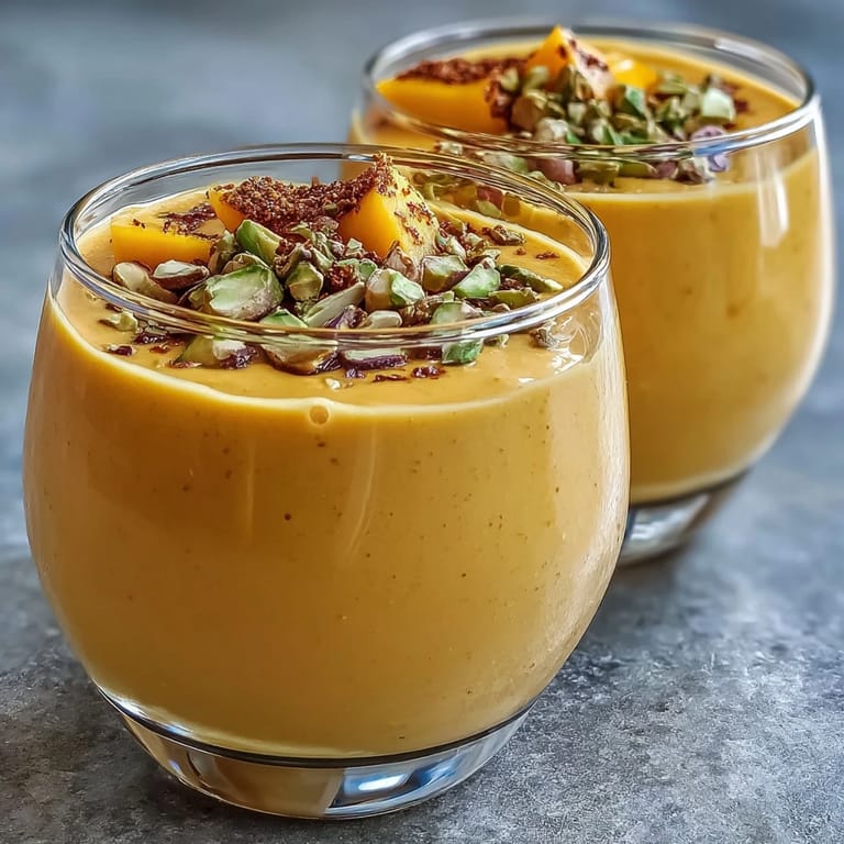 Sweet and tangy Mango Lassi Smoothie, perfect for a cool, refreshing treat.