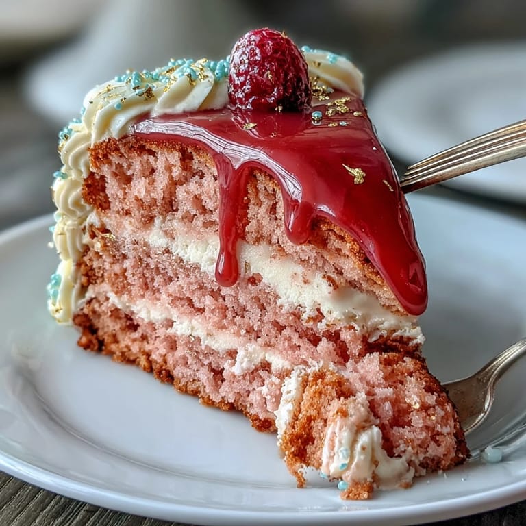 Luscious Rose Velvet Cake, a beautiful pink dessert with rich frosting.