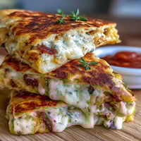 Golden mini quesadilla triangles oozing melted cheddar and mozzarella, served with vibrant fresh tomato salsa for a fun and cheesy lunch.