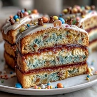 Vibrant Cinco de Mayo Piñata Cake reveals rainbow layers and candy surprise inside when sliced. Festive, colorful dessert perfect for celebrations.  