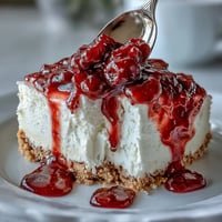 Luscious no-bake cheesecake with vibrant raspberry coulis, perfect for Mother's Day brunch.